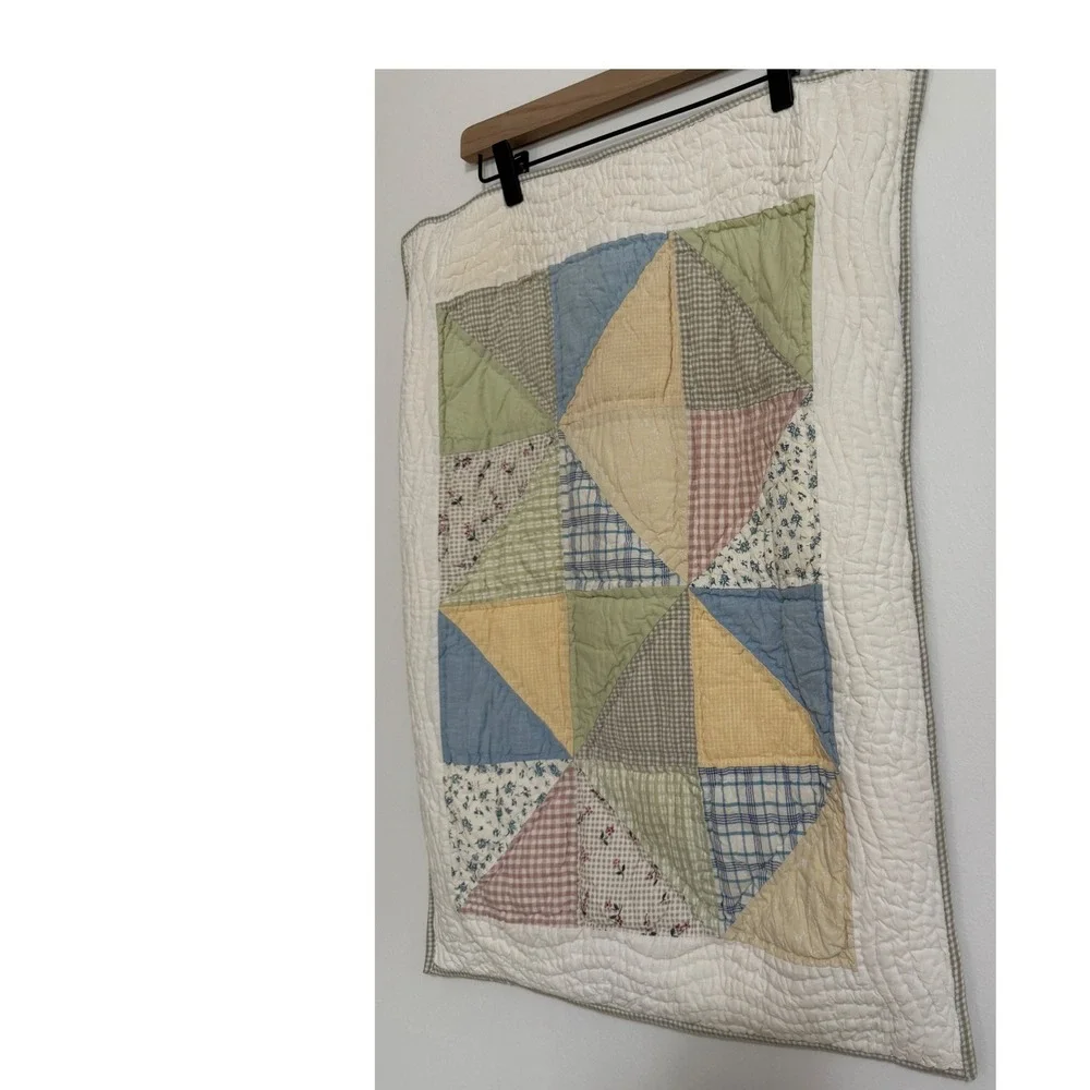 Pottery Barn (1) Standard Pillow Sham Quilted Patchwork Cotton Envelope Farm